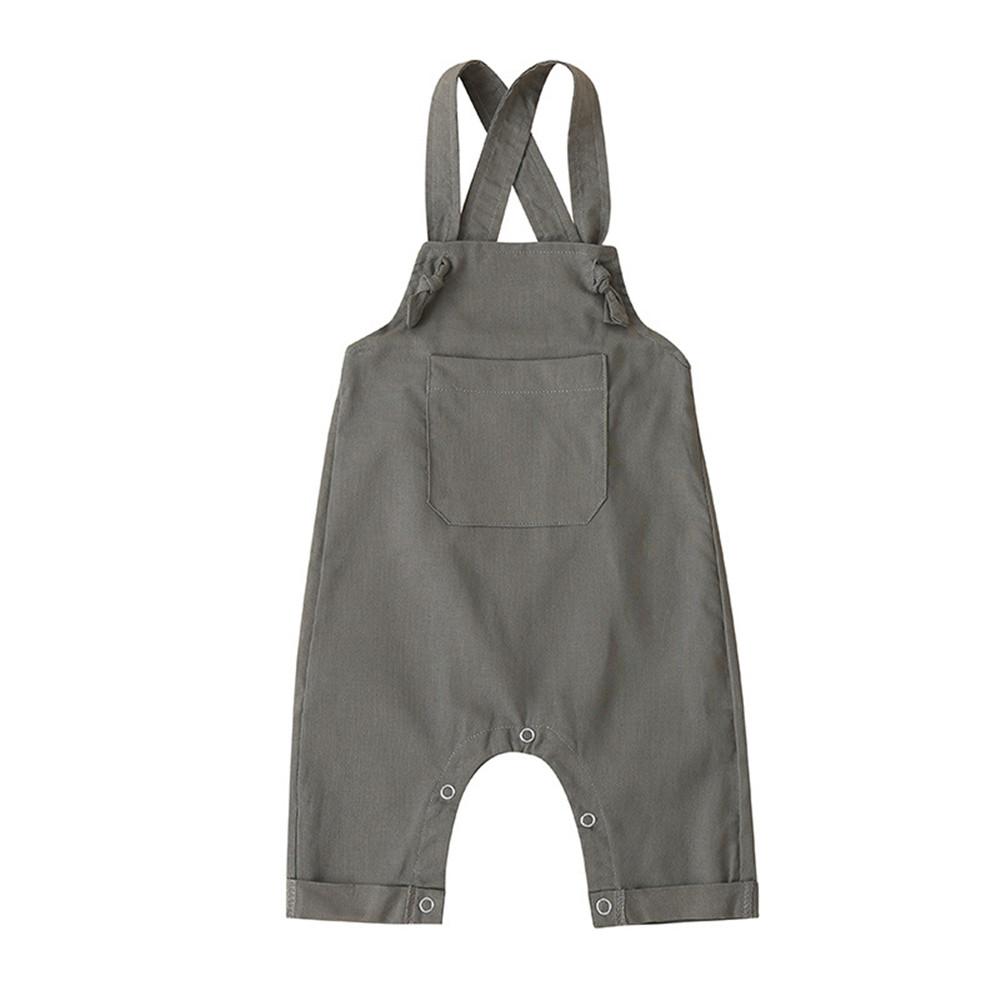 Girls Solid Suspender Pocket Jumpsuits - PrettyKid