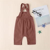 Girls Solid Suspender Pocket Jumpsuits - PrettyKid