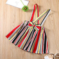 Baby Girls Solid Top & Striped Suspender Skirt Toddler Wholesale - PrettyKid