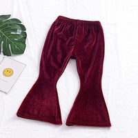 Toddler Girls Solid Velvet Flared Pants Girls Wholesale Clothes - PrettyKid