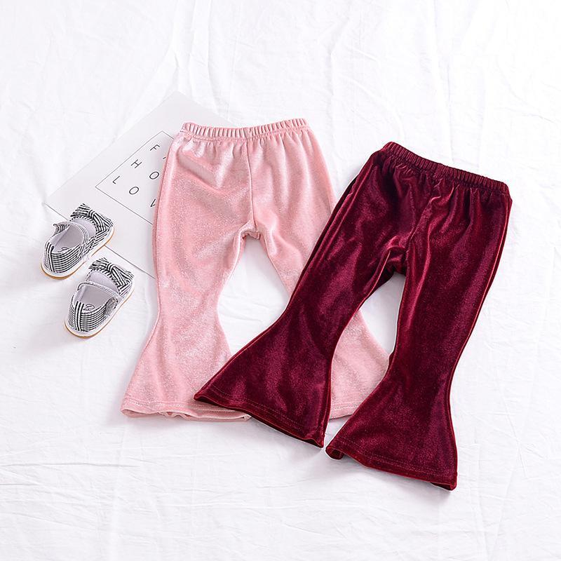 Toddler Girls Solid Velvet Flared Pants Girls Wholesale Clothes - PrettyKid