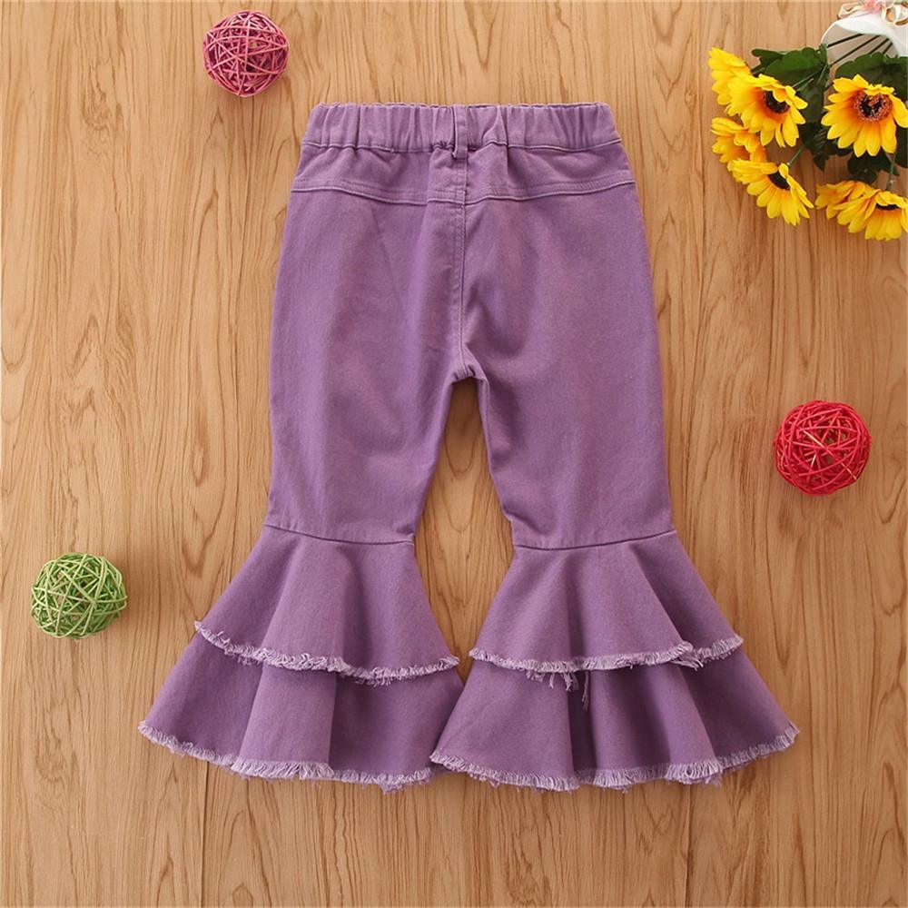 Girls Solid Wide Leg Ripped Bell Trousers Girls Clothing Wholesale - PrettyKid