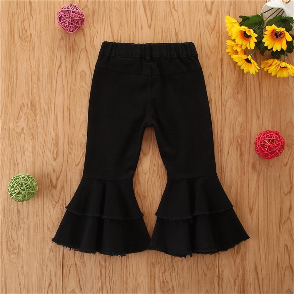 Girls Solid Wide Leg Ripped Bell Trousers Girls Clothing Wholesale - PrettyKid