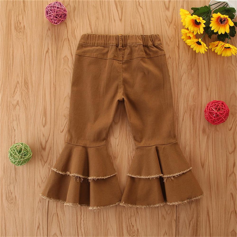 Girls Solid Wide Leg Ripped Bell Trousers Girls Clothing Wholesale - PrettyKid