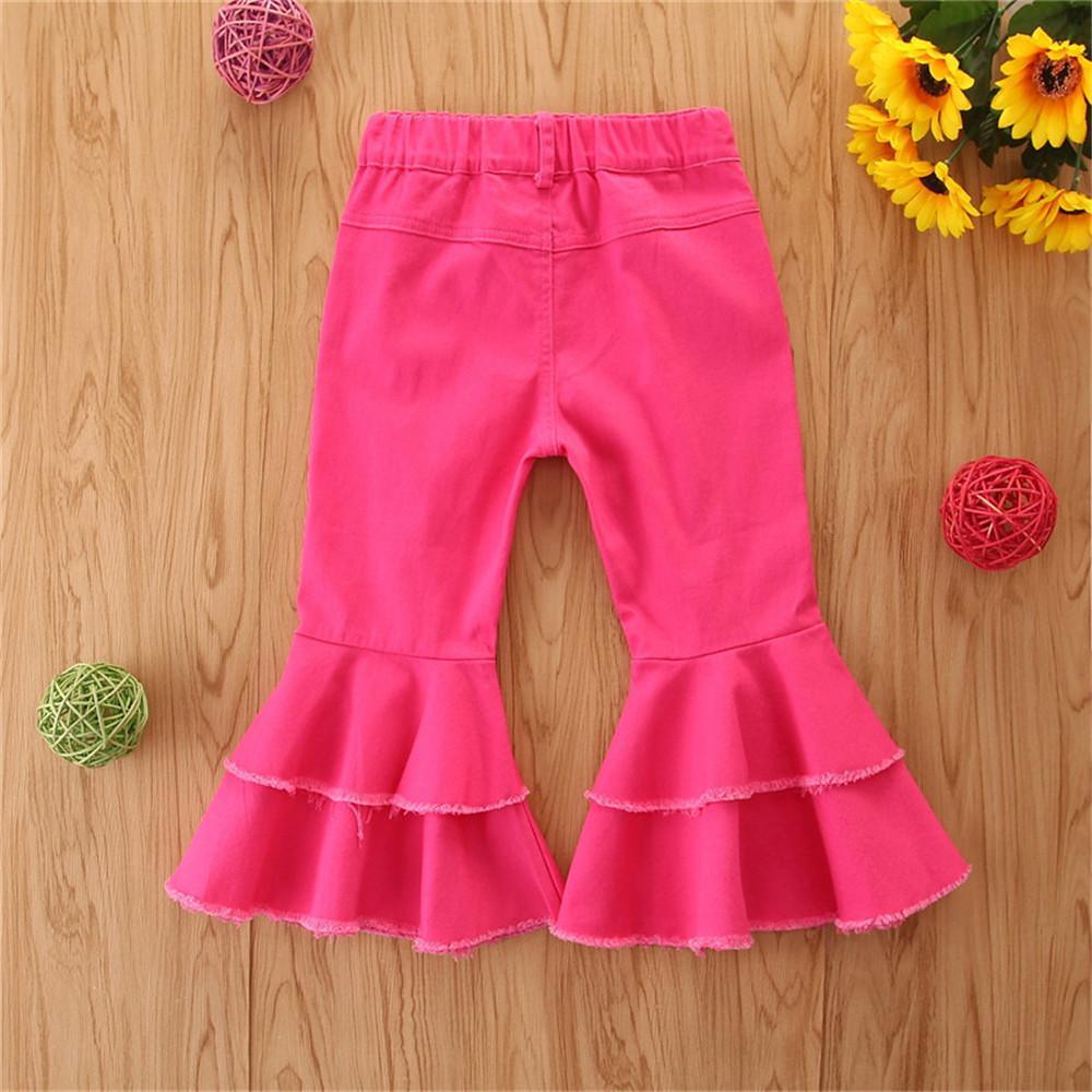 Girls Solid Wide Leg Ripped Bell Trousers Girls Clothing Wholesale - PrettyKid