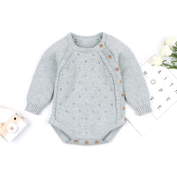 Baby Solid knitting Long Sleeve Casual Romper - PrettyKid