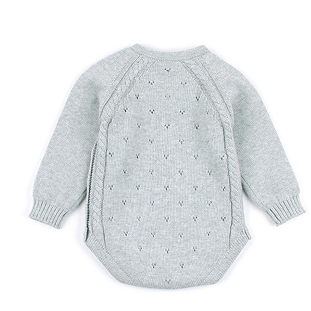 Baby Solid knitting Long Sleeve Casual Romper - PrettyKid