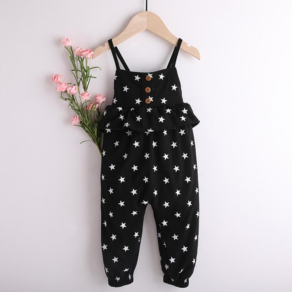 Girls Star Button Sling Jumpsuit Trendy Kids Wholesale Clothing - PrettyKid