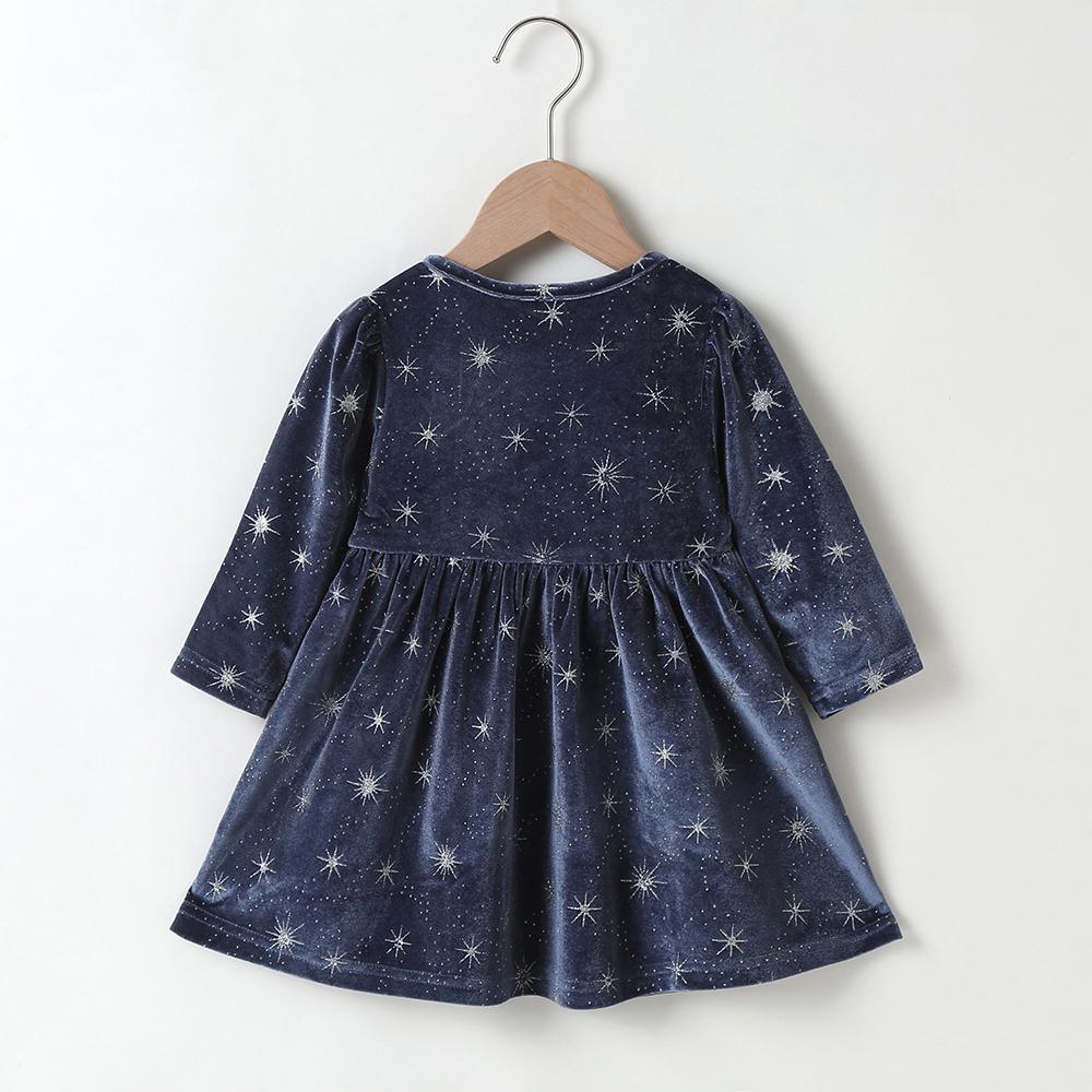 Baby Girls Star Crystal Button Long Sleeve Dress Baby Wholesales - PrettyKid