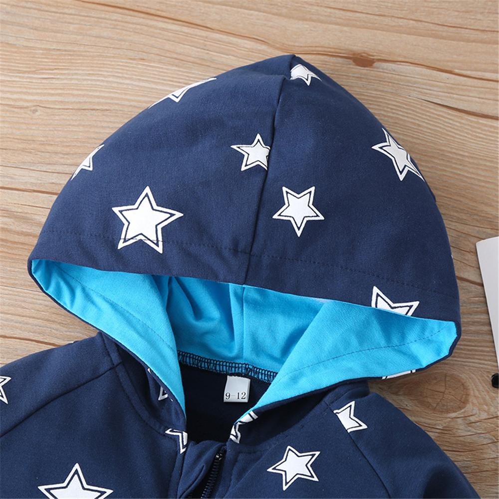 Baby Boys Star Hooded Long Sleeve Romper Buy Baby Clothes Wholesale - PrettyKid