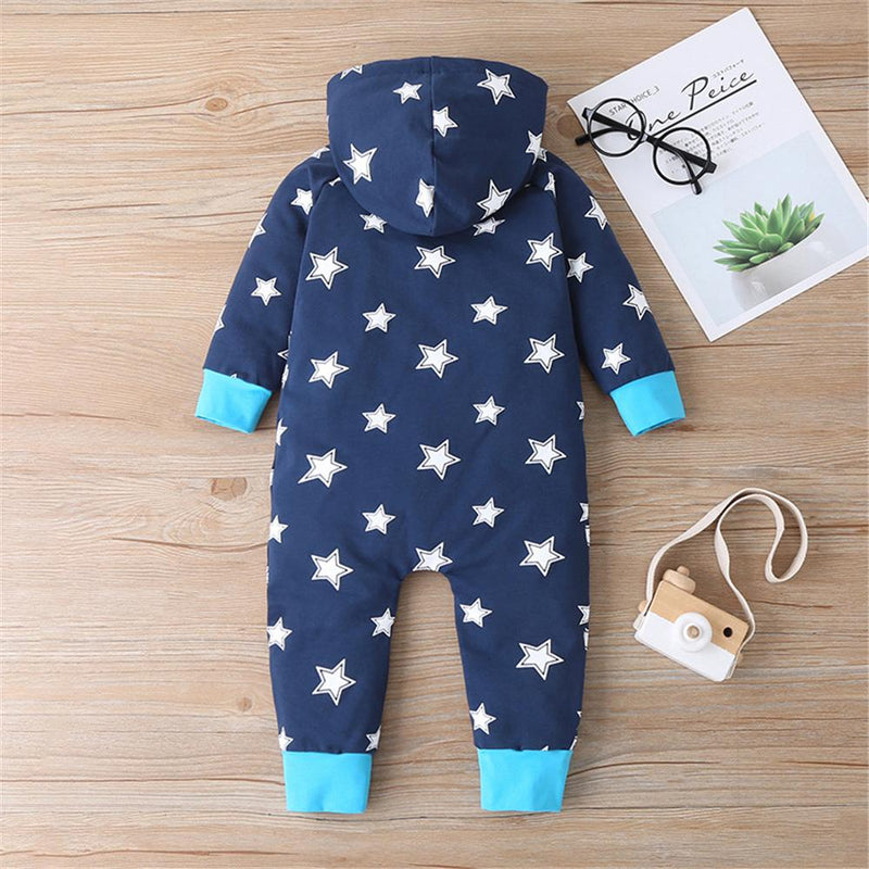 Baby Boys Star Hooded Long Sleeve Romper Buy Baby Clothes Wholesale - PrettyKid