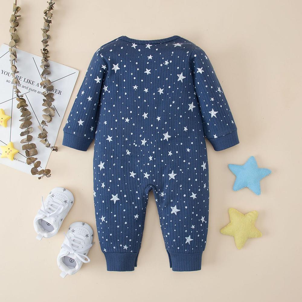 Baby Boys Star Moon Printed Long Sleeve Romper Baby Wholesale Suppliers - PrettyKid