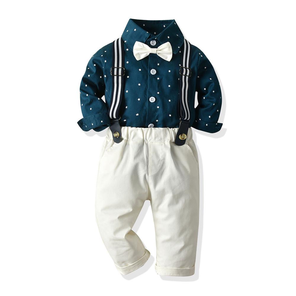 Boys Star Printed Button Fomal Shirt & Pants - PrettyKid