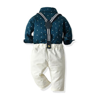 Boys Star Printed Button Fomal Shirt & Pants - PrettyKid