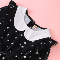 Girls Star Printed Long Sleeve Doll Collar Jumpsuit Girls Clothing Wholesale - PrettyKid