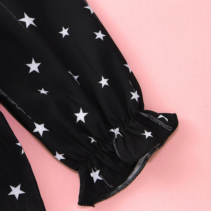 Girls Star Printed Long Sleeve Doll Collar Jumpsuit Girls Clothing Wholesale - PrettyKid