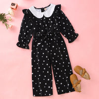 Girls Star Printed Long Sleeve Doll Collar Jumpsuit Girls Clothing Wholesale - PrettyKid