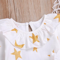 Baby Girls Star Printed Long Sleeve Tops & Romper Skirts - PrettyKid