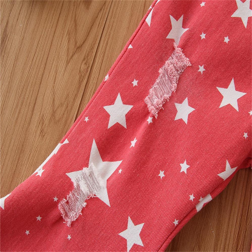 Toddler Girls Star Ripped Flared Jeans Girls Clothes Wholesale - PrettyKid