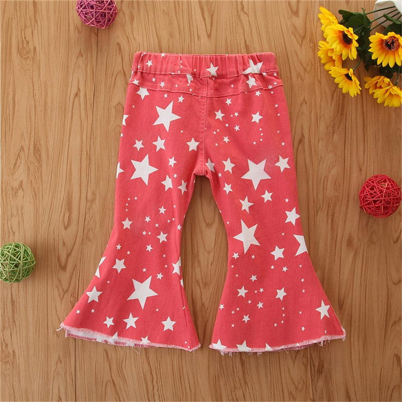 Toddler Girls Star Ripped Flared Jeans Girls Clothes Wholesale - PrettyKid