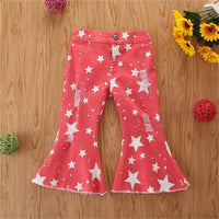 Toddler Girls Star Ripped Flared Jeans Girls Clothes Wholesale - PrettyKid