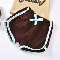 Unisex Stay Golden Rainbow Printed Short Sleeve Top & Shorts Kids Wholesale Clothing - PrettyKid