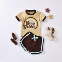 Unisex Stay Golden Rainbow Printed Short Sleeve Top & Shorts Kids Wholesale Clothing - PrettyKid