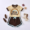 Unisex Stay Golden Rainbow Printed Short Sleeve Top & Shorts Kids Wholesale Clothing - PrettyKid