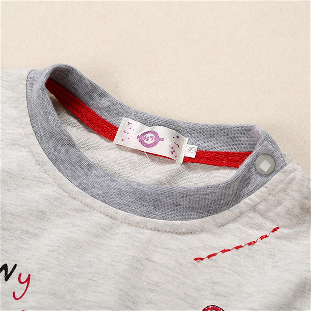 Girls Strawberry Letter Printed Long Sleeve Top & Cartoon Jeans Toddler Kids Wholesale Clothing - PrettyKid