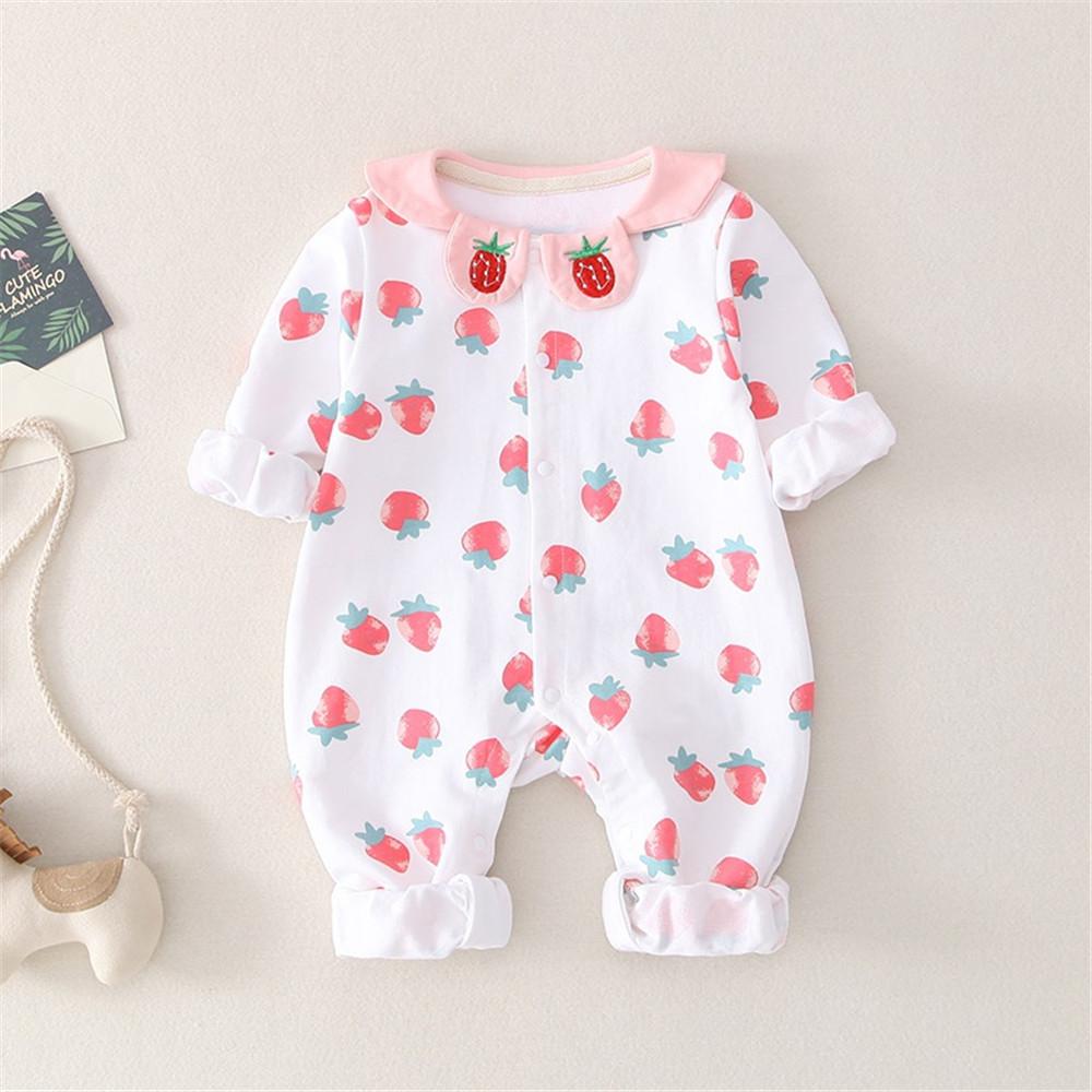 Baby Strawberry Long Sleeve Cute Rompers - PrettyKid