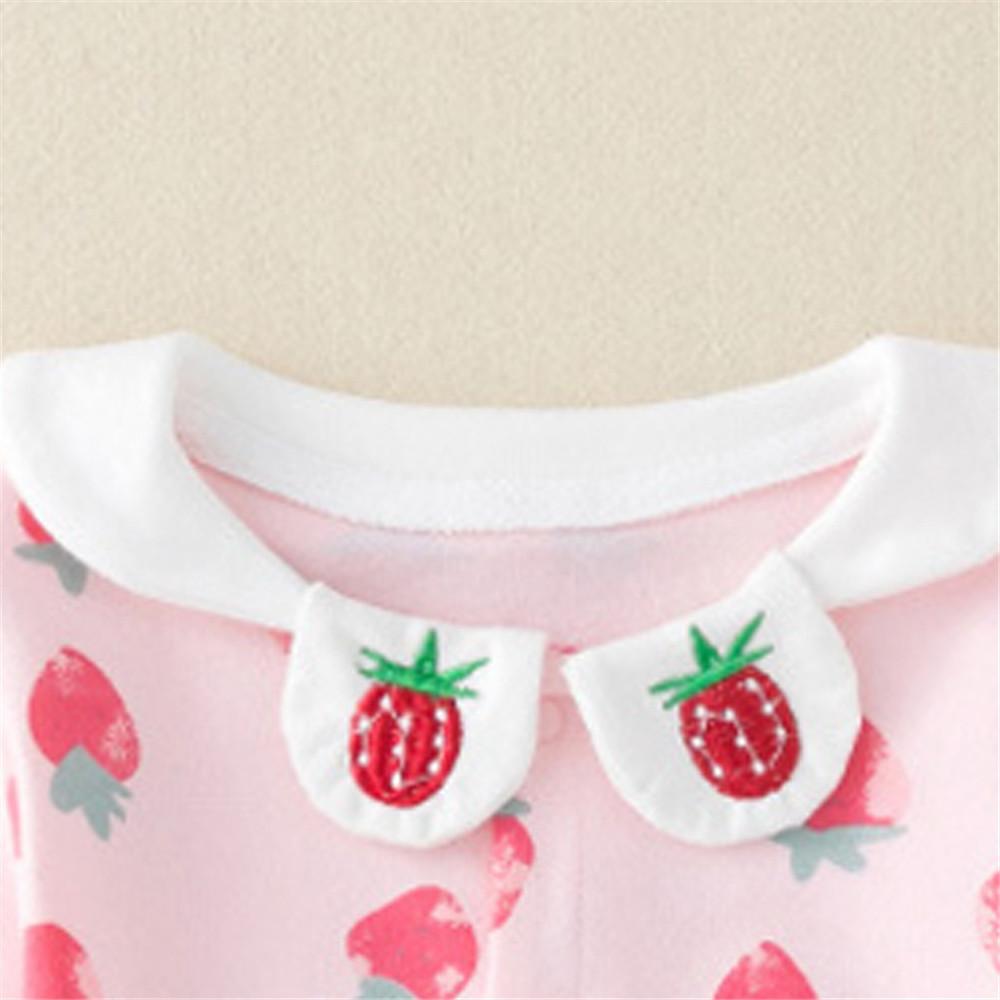 Baby Strawberry Long Sleeve Cute Rompers - PrettyKid