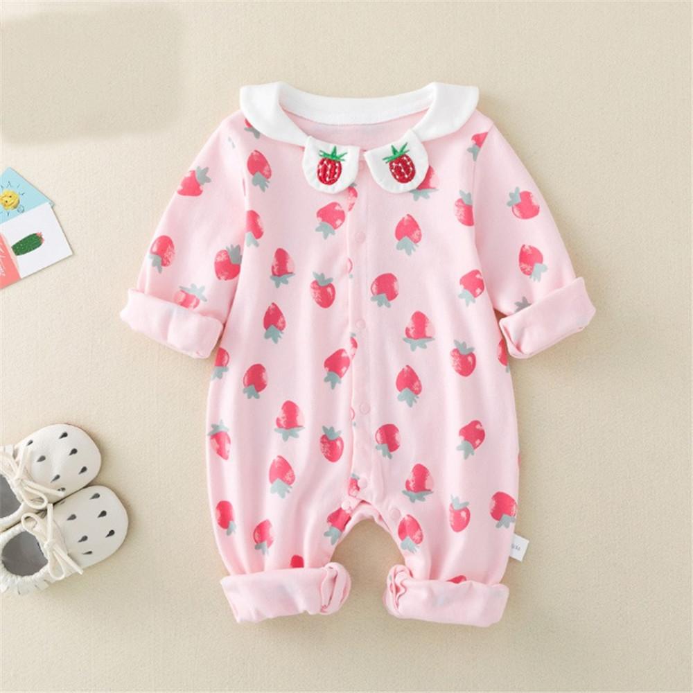 Baby Strawberry Long Sleeve Cute Rompers - PrettyKid