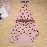 Baby Girls Strawberry Print Hooded Cute Sets Baby Clothes Wholesale Bulk - PrettyKid