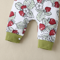 Strawberry Printed Baby Girls Long Sleeve Flying Sleeve Romper baby - PrettyKid