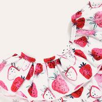 Baby Girls Strawberry Printed Sleeveless Ruffled Collar Dress Wholesale Baby Outfits - PrettyKid