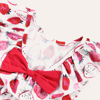 Baby Girls Strawberry Printed Sleeveless Ruffled Collar Dress Wholesale Baby Outfits - PrettyKid