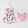 Baby Girls Stripe Bow Decor Floral Printed Sleeveless Top & Shorts Wholesale Clothing Baby - PrettyKid