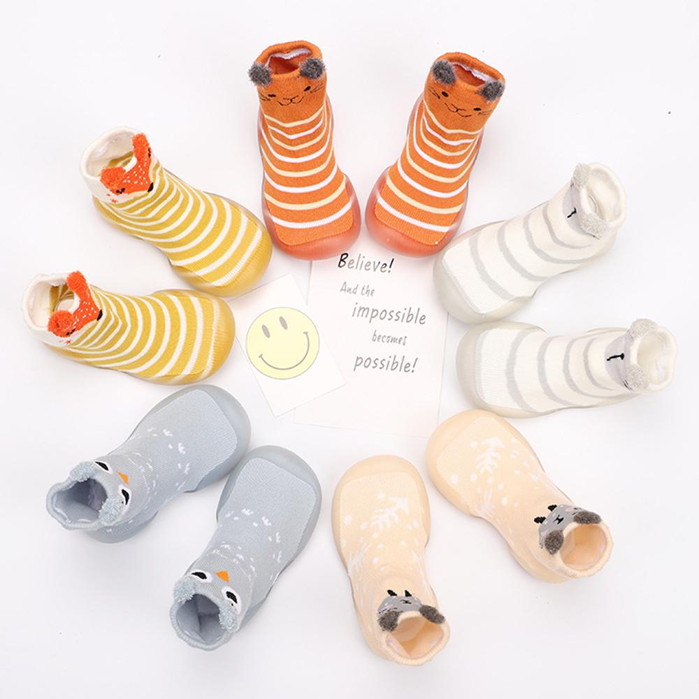 Baby Stripe Cartton Animal Sock Shoes - PrettyKid