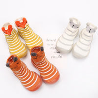 Baby Stripe Cartton Animal Sock Shoes - PrettyKid