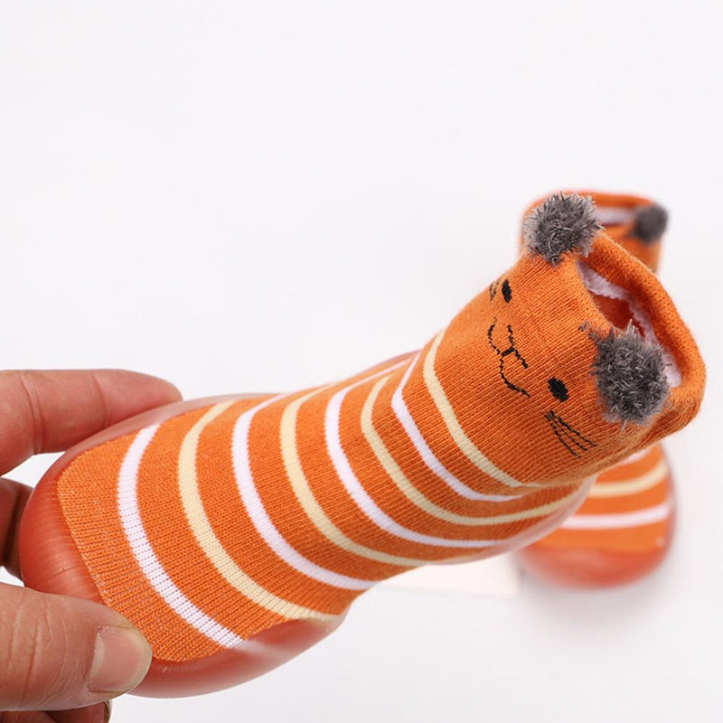 Baby Stripe Cartton Animal Sock Shoes - PrettyKid