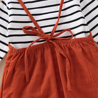 Girls Stripe Casual Top & Suspender Trousers - PrettyKid