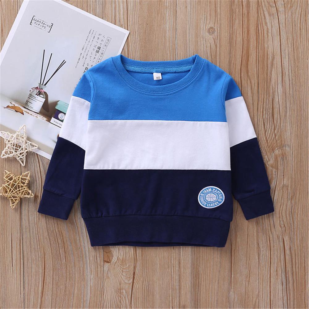 Boys Stripe Color Blocking Casual Tops - PrettyKid