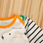 Baby Boys Stripe Dinosaur Top & Pants & Hat Baby Clothes Wholesale Supplier - PrettyKid