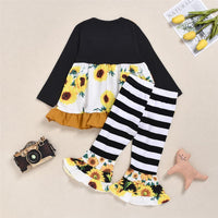 Toddler Girls Stripe Floral Print Long Sleeve Top & Bell Pants Girl Wholesale - PrettyKid