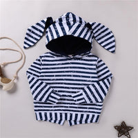 Unisex Stripe Hooded Long Sleeve Top & Pants Trendy Toddler Clothes Cheap - PrettyKid