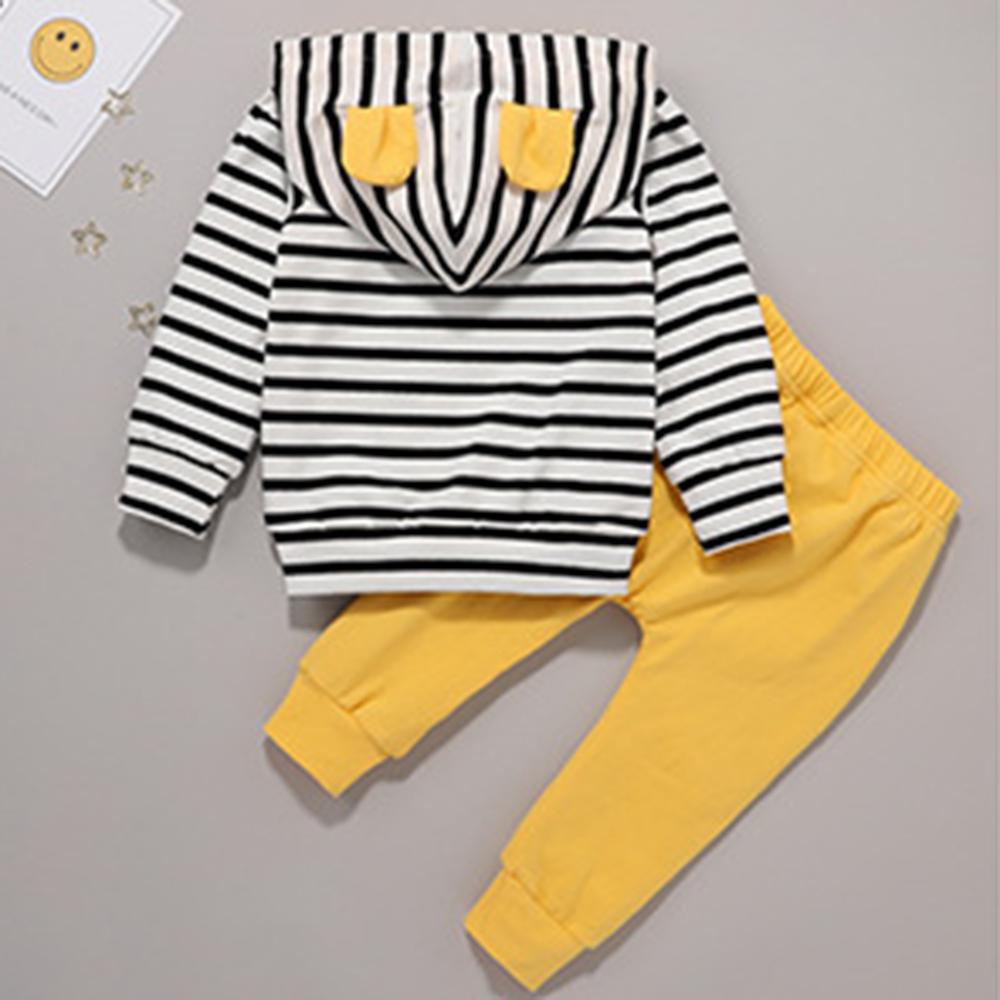 Baby Unisex Stripe Hooded Top & Pants Baby Wholesale Clothes - PrettyKid