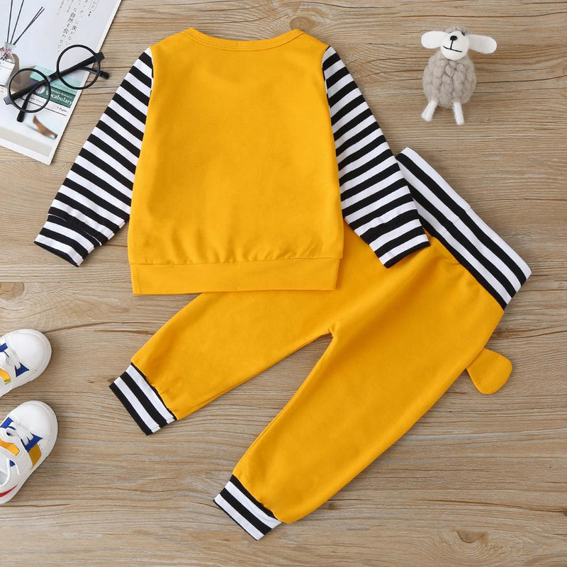 Baby Unisex Stripe Letter Print Long Sleeve Top & Pants Baby Wholesale - PrettyKid