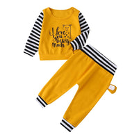 Baby Unisex Stripe Letter Print Long Sleeve Top & Pants Baby Wholesale - PrettyKid