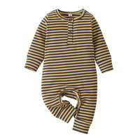 Baby Stripe Long Sleeve Casual Rompers - PrettyKid