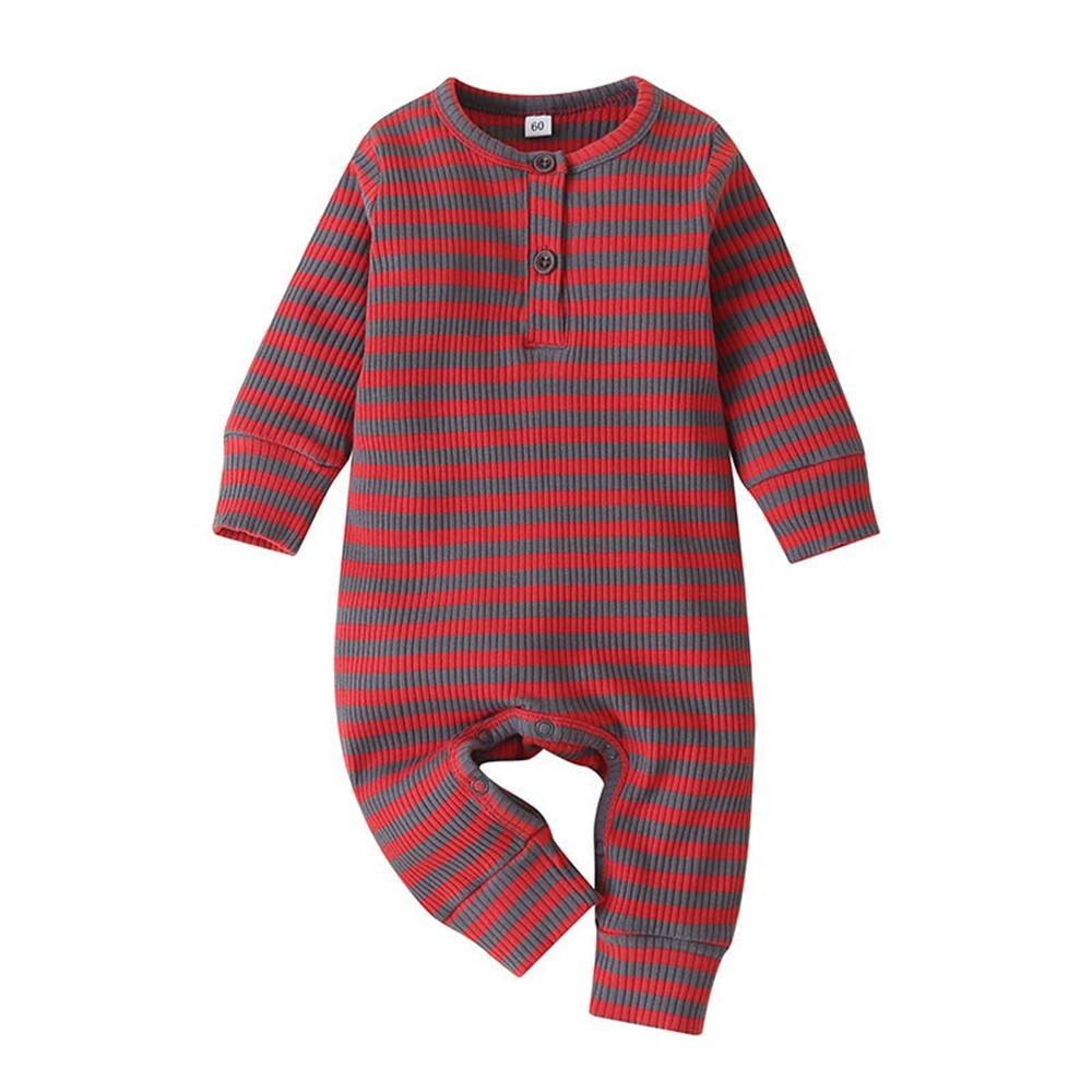 Baby Stripe Long Sleeve Casual Rompers - PrettyKid